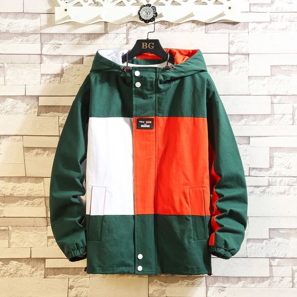 

new black patchwork sweatshirt jacket men's autumn hip hop japanese hoodie street clothing loose casual hooded jacket, Black;brown