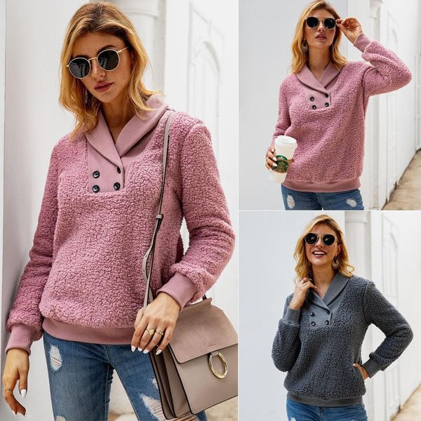 

sweatshirt women pullover fashion casual womens designer hoodies autumn winter long sleeve double breasted, Black