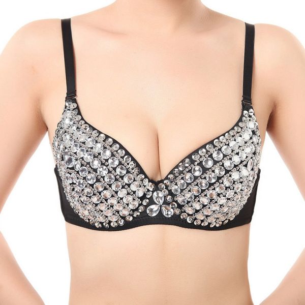 

belly dance bra women competition dancing accessories night club sequins bra rhinestone belly dance beaded sequin, White;black