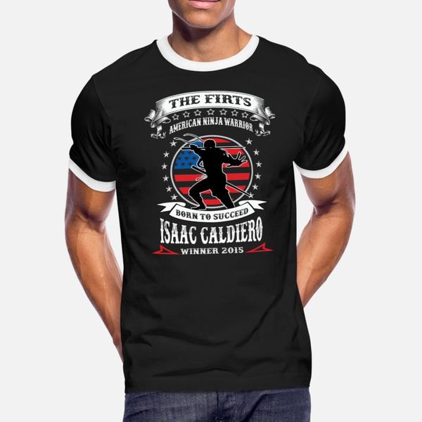 

isaac caldiero the first american ninja warrior t shirt men designs cotton size s-3xl original fitness humor summer slim shirt