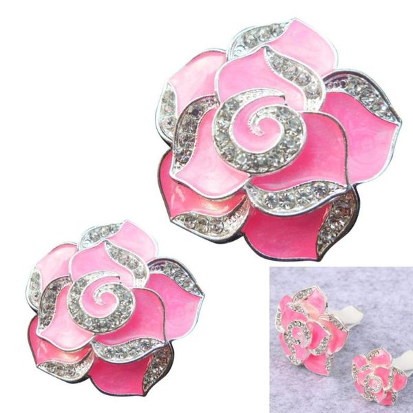 

one pair car air vent decorations cute camellia rhinestone encrusted fragrance air freshener holders auto car interior decoratio