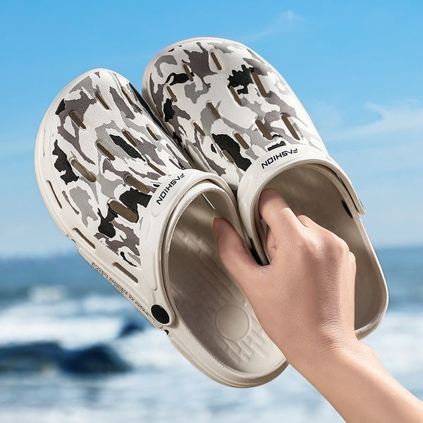 

men's summer hole shoes sandals breathable casual outdoor non-slip beach slipper crocse fashion light trend light walking shoes, Black