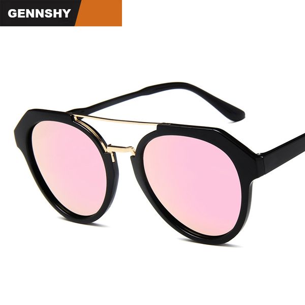 

sunglasses est fashion pilot men retro brand lady pink frame double bridge blue mirror lenses driving, White;black