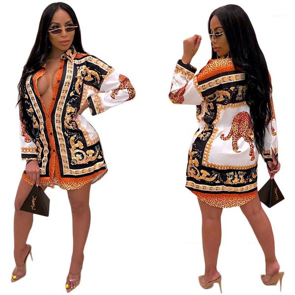 

casual dresses fashion single breasted long sleeve womens designer shirt dresses females clothing animal print womens, Black;gray