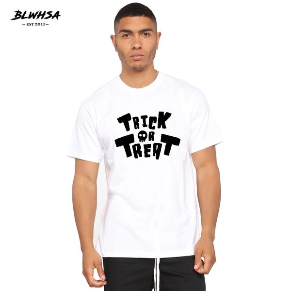 

blwhsh trick or treat printed t shirt men fashion cotton short sleeve funny t-shirt halloween letter print men plus clothes