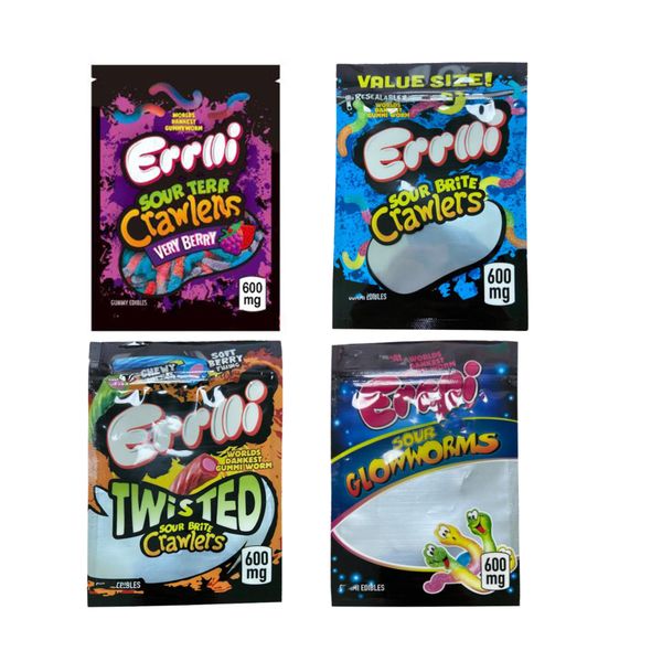 

gummi worm errlli 600mg gummy bags sour brite crawlers sour terp very berry twisted sour glowworms gummi edibles bag