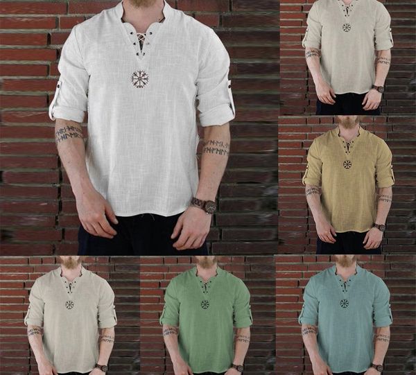 

2019 selling products men's summer new style fashionable personality cotton-linen pure longsleeved men t-shirt mx200509, White;black