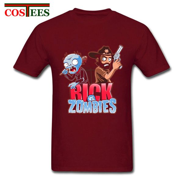 

2018 new arrival the walking dead t shirt men leisure funny rick vs zombies horror t-shirt homme hip hop hipster tee shirts