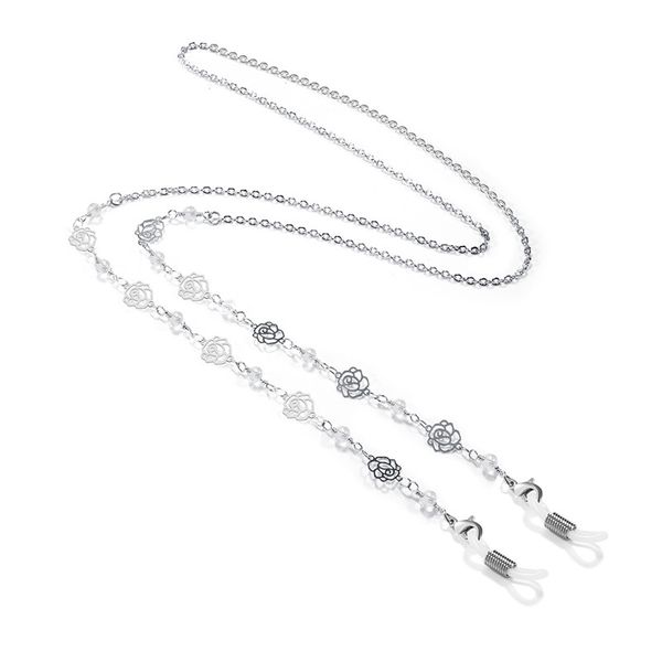 

acrylic crystal flower link chain eyeglasses chains reading glasses rope sunglasses strap cord holder neck head band accessories, Silver