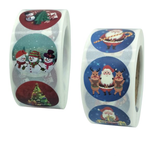 

500pcs 1inch christsmas sticekr cartoon snowman santa clause tree deer seal lable tag paper gift box envelope decor