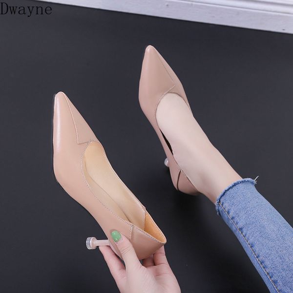 

pointed shallow mouth single shoes fashion two wearing soft leather high heels black career work shoes simple elegant pumps