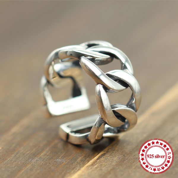 

s925 sterling silver ring personalized fashion classic couple fashion style around the simple retro hipster jewelry