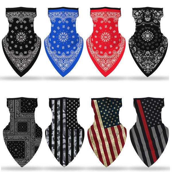 Европейский и американского 3D американского флага печати мода маска для лица шеи маски открытых пешей и велосипедных прогулок наушники треугольного полотенце езды маска