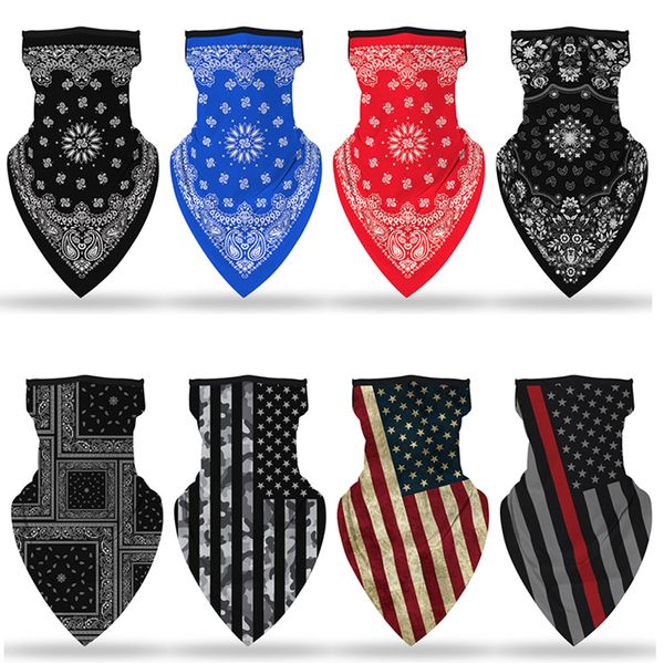 

european and american 3d american flag printing fashion face mask neck mask outdoor hiking and cycling earmuffs triangular towel riding mask