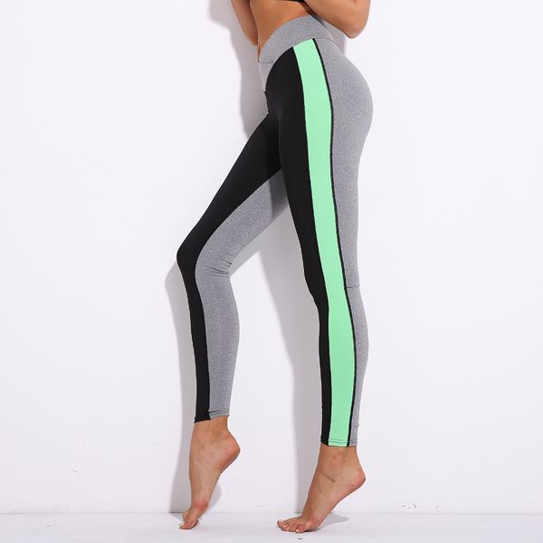 

zc-53 women yoga pants splicing push up hip high elastic fitness sport leggings slim running tights sportswear trousers, White;black