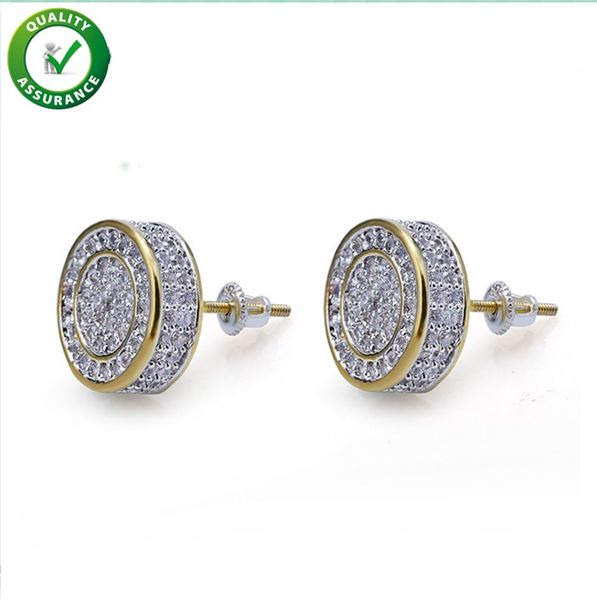 

designer earrings hip hop jewelry luxury mens stud earrings brand iced out diamond fashion gold silver for men bling crystal accessories, Golden;silver