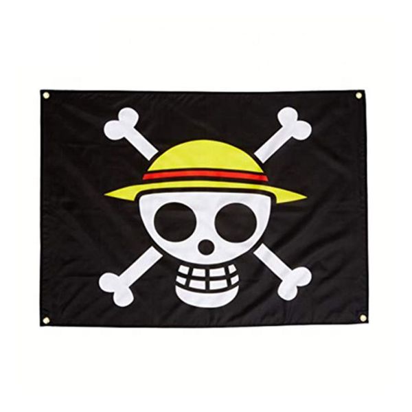 S-kull Bandiera Pirata Bandiera One Piece 3x5ft Teschio Pirata con Due Bandiere a Coltello Croce 90x150 cm per la Decorazione della Casa o della Barca, spedizione gratuita