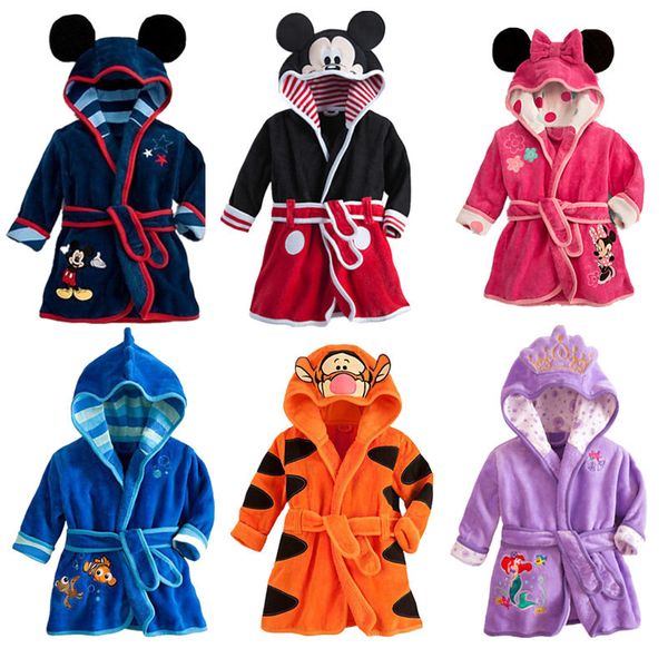 

cute kids robe фланели с длинным рукавом для младенцев мальчики девочки одеяния купание одеяния sleepwear мультфильм животных с капюшоном ха, Blue;red