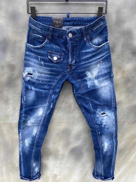

hk09877 fashion men's jeans 2020 runway european design party style men's clothing, Blue