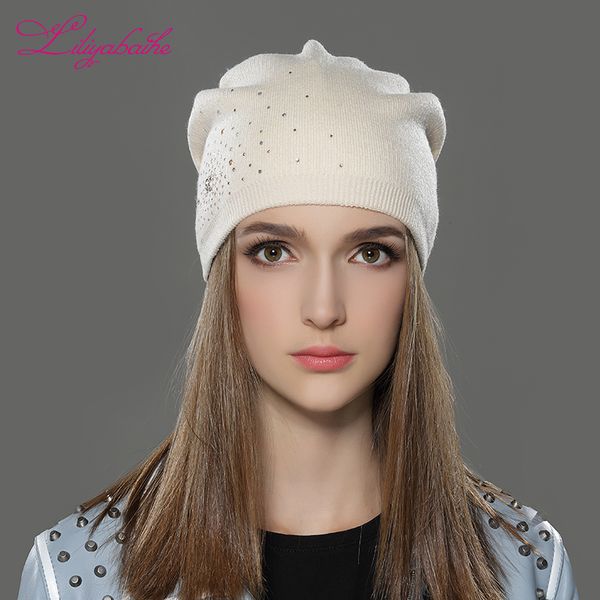 

liliyabaihe women autumn and winter hat knitted wool casual cap solid colorsfemme hat pretty butterfly decoration for girls, Blue;gray