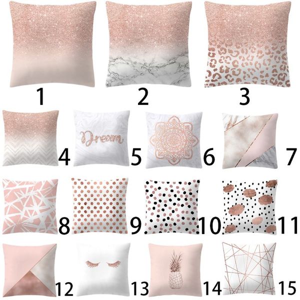 

decorative sqaure pillow case rose gold geometric pineapple polka dot home car cushion cover one side printed d5bd