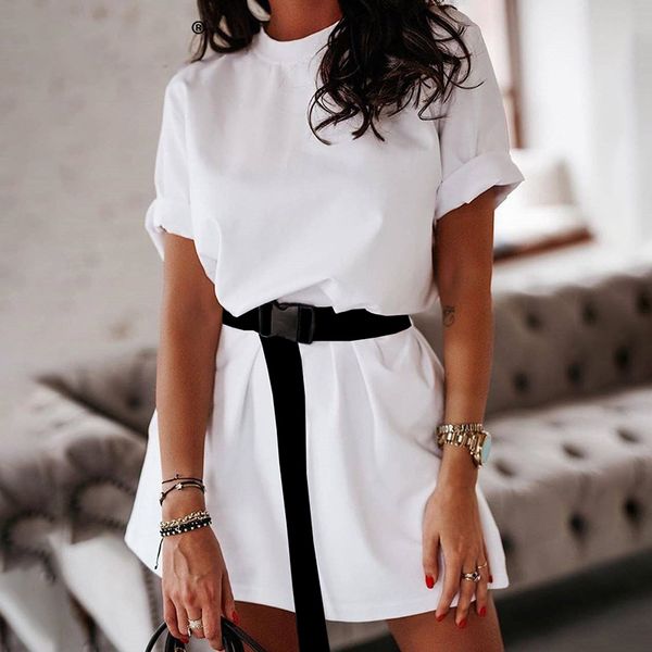

casual solid new women's dress including belt solid color home loose sports fashion leisure dresses summer 2020 woman dresses, Black;gray