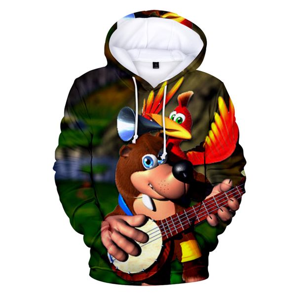 

2019 act game 3d print banjo kazooie:nuts and bolts hooded sweatshirt men/women casual hip hop harajuku hooded clothes, Black