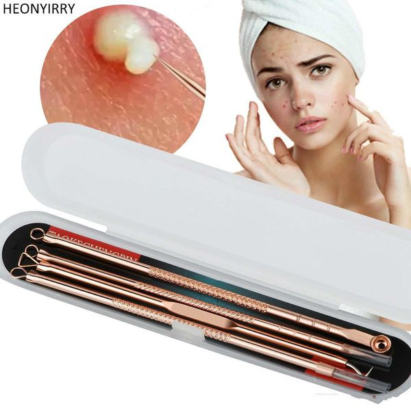 

4pcs/set rose gold acne blackhead removal needles pimple spot comedone extractor cleanser beauty face clean care tools