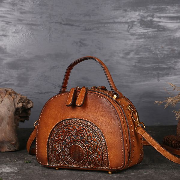 

women bags designer luxury handbags new genuine leather women's shoulder bag first layer cowhide chinese style handmade handbags