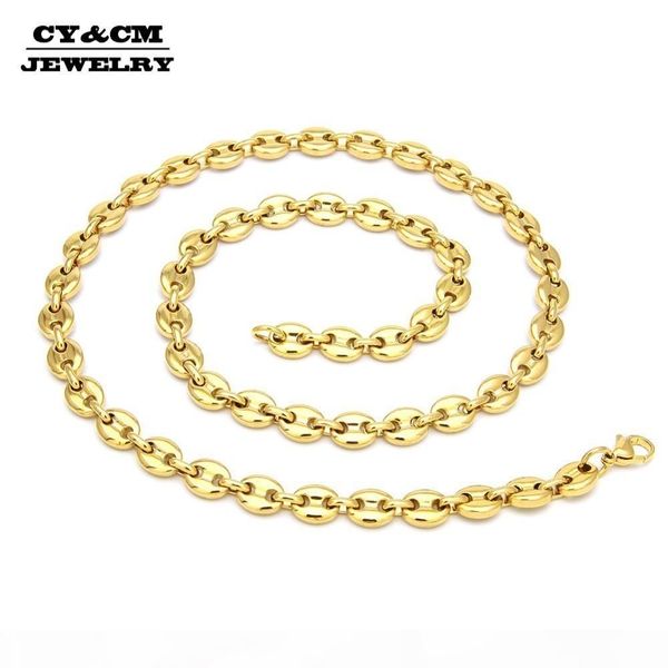 

bling stainless steel punk hip hop puffed mariner link cable chain choker necklace for women men gold silver jewelry necklaces y19050802