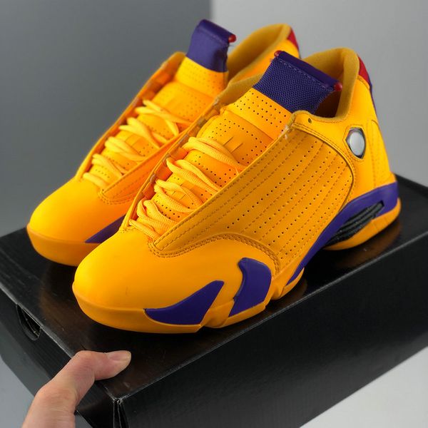 

2020 new jumpmans 14 14s xiv mens university gold yellow purple basketball shoes man sports sneakers trainers des chaussures zapatos size 13, White;red