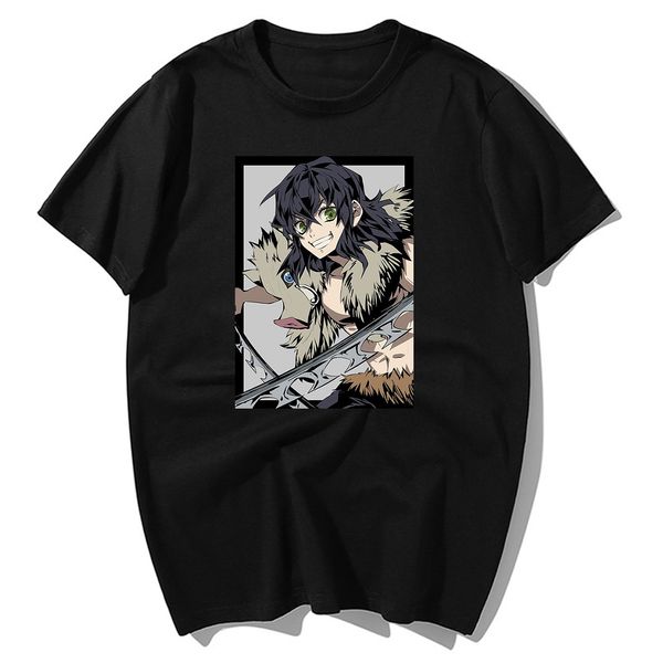 

fashion japanese anime demon slayer t shirt men cool hashibira inosuke print t-shirts mens 100% cotton harajuku streetwear