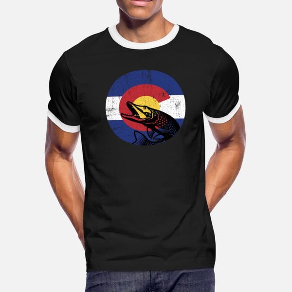 

fly fishing colorado flag t shirt men knitted cotton euro size s-3xl costume sunlight new style spring standard shirt