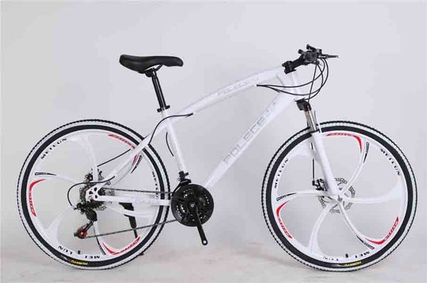 

polece mountain bike 26 inch white mountain bike with 21-speed dual disc brake high carbon steel frame anti-skid suspension bike