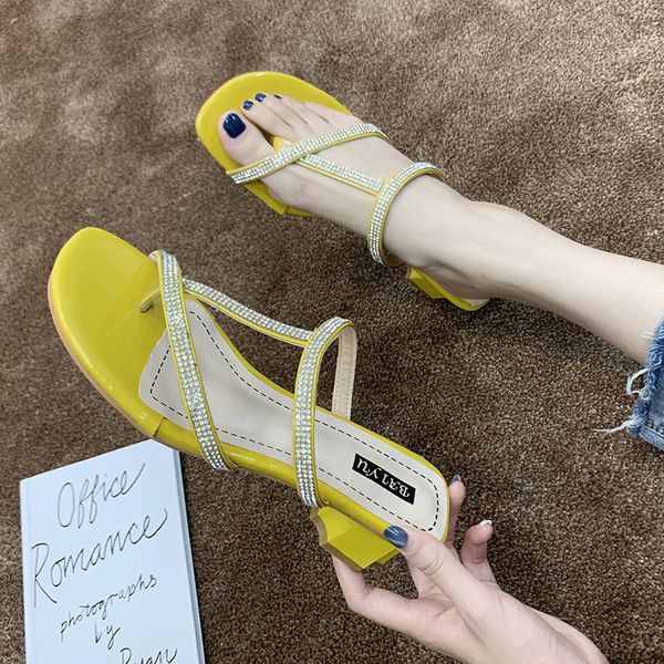 

summer shoes woman sandals crystal flat sandalias mujer 2020 rhinestone gladiator beach sandals ladies flip flops, Black