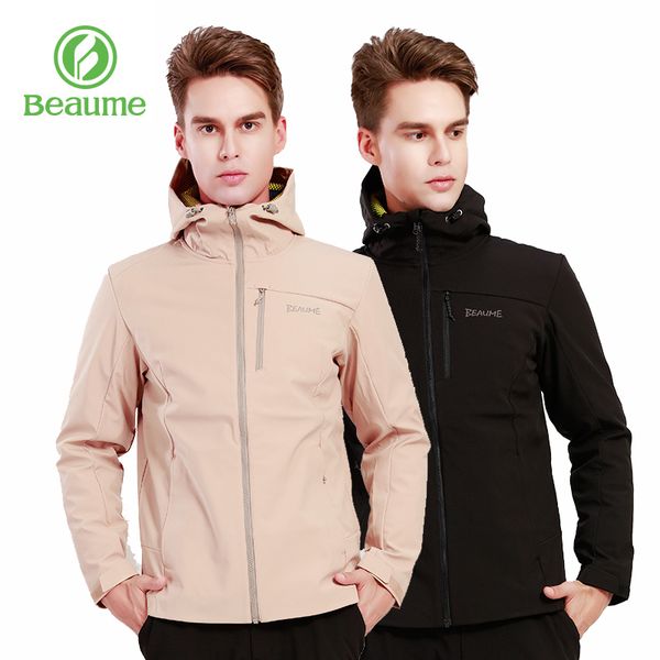 

outdoor jackets&hoodies beaume hiking climbing sports winter windproof hooded softshell heated jacket for men black 71015, Blue;black