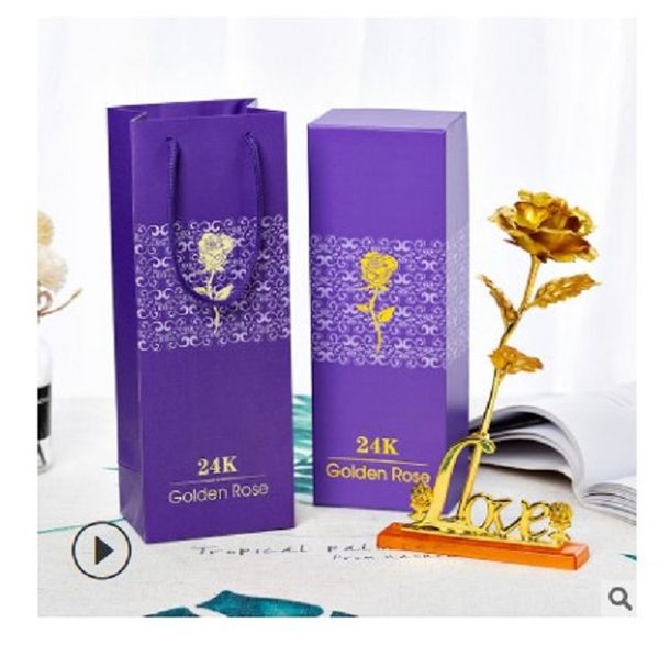

2020 24k gold foil rose gold plated rose gold foil rose gift box factory
