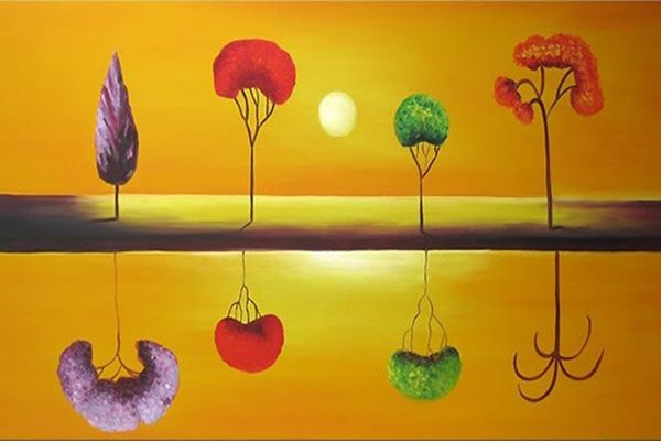 

sunset evening colorful trees home decor handpainted &hd print oil paintings on canvas wall art pictures b205