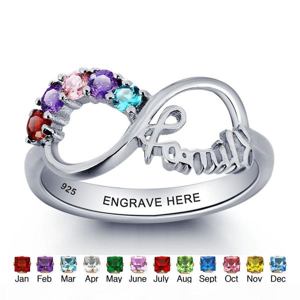 

yizhan personalized infinity diy love family ring colorful cubic zirconia 925 sterling silver jewelry gift box (silveren si1784, Slivery;golden