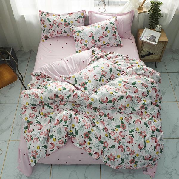 

flowers leaves print bed cover set kid girl duvet cover child bed sheets and pillowcases comforter bedding set j063