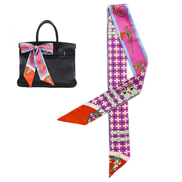 

european style bag scarf new women small silk scarf new head handle bag ribbons fashion tie long scarves hz78, Blue;gray