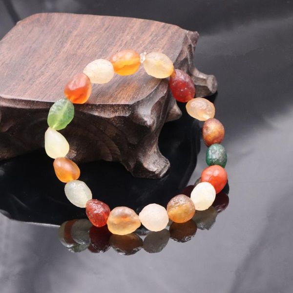 

sand desert gobi beach beads bracelet natural agates candy color stone strand bracelets bangle wristband gifts jewelry 19cm b326, Golden;silver