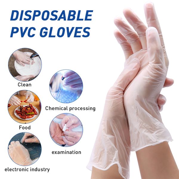 

heartmed 10/100pcs disposable vinyl gloves transparent dishwash/kitchen/garden/industrial gloves latex household pvc