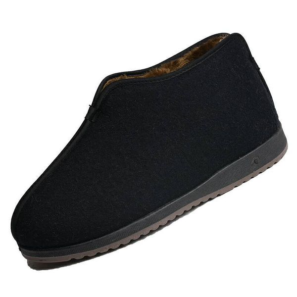 

classic cloth shoes winter new men's cotton shoes thick non-slip father middle-aged and old retro flat rest, Black
