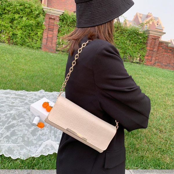 

fashion chic women stone pattern totes shoulder bag classic texture creative design solid flap small handbags purse