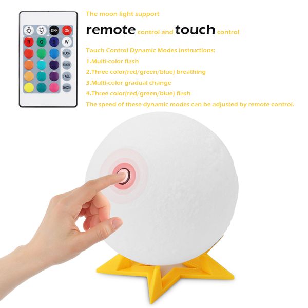 

3d print moon lamp 16 colorful change touch usb led night light home decor gift