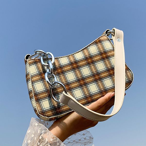 

fashion designer plaid baguette handbag shoulder bags for women 2020 pu leather purses and handbags sac femme black