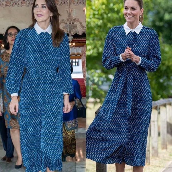 

kate middleton runway 2020 autumn new women's fashion party vintage elegant chic floral casual long sleeve dress, Black;gray