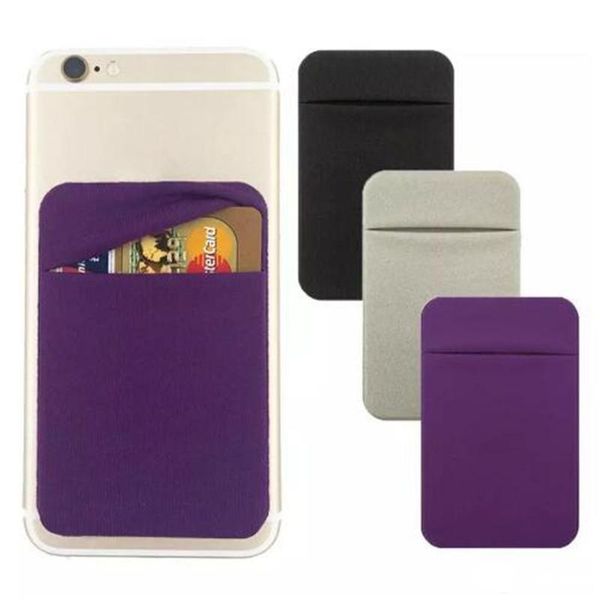 

2019 universal 3m elastic lycra mobile phone case wallets credit id card holder pocket adhesive sticker for iphone x xs max xr 8 7 plus