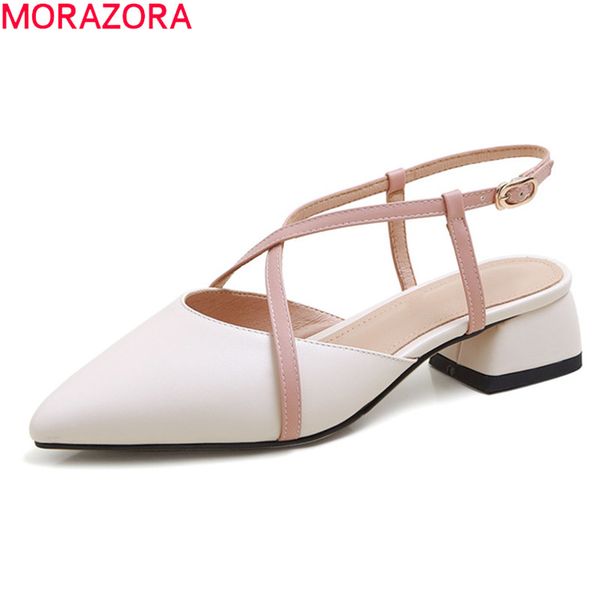 

morazora 2020 big size 33-43 fashion casual ladies shoes thick heels pointed toe mixed colors women pumps summer shoes, Black